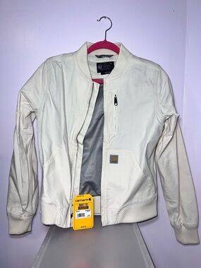 Carhartt Cream Work Jacket with Yellow Tag